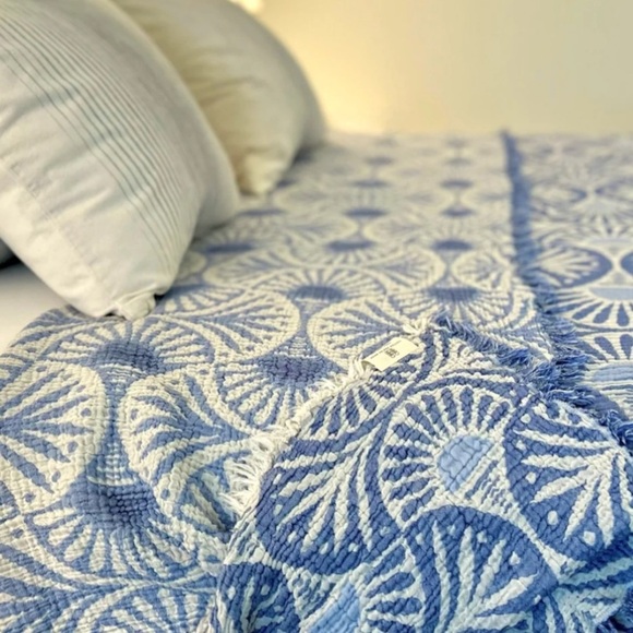 Ginkgo Deco Leaf Quilt 2 Side FLiPSiDE Navy Blue Patterned Quilt KING NEW - Picture 3 of 15